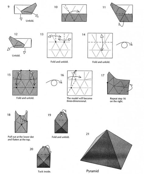 Origami Pyramid, Origami Inspiration, Origami Wall, Origami Wall Art, Dover Publications, Geometric Animals, Origami Paper, Teaching Art, Cute Crafts