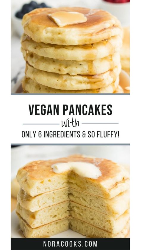 The BEST and fluffiest vegan pancakes made with just 6 easy pantry staples you probably have on hand right now! Made in 1 bowl. Vegan Tofu Pancakes, Vegan Cinnamon Pancakes, Simple Vegan Pancakes, Tofu Pancakes, Easy Vegan Pancakes, Vegan Pancake Recipe, Vegan Pancakes Easy, Vegan Lemon Curd, Freeze Pancakes