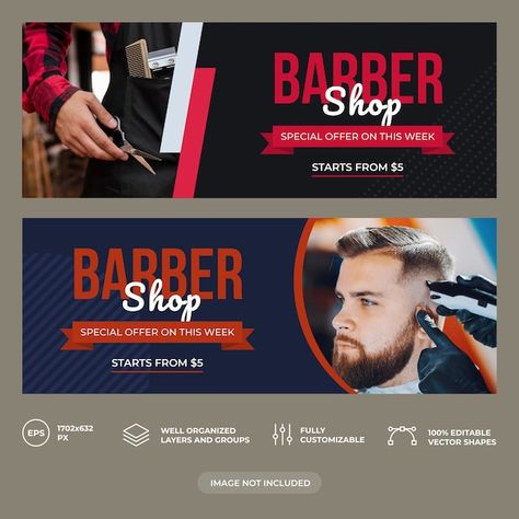 Shop Banner Design, Barber Man, Marriage Photography, Barbershop Design, Best Banner, Barber Shop Decor, Facebook Cover Template, Shapes Images, Vector Banner