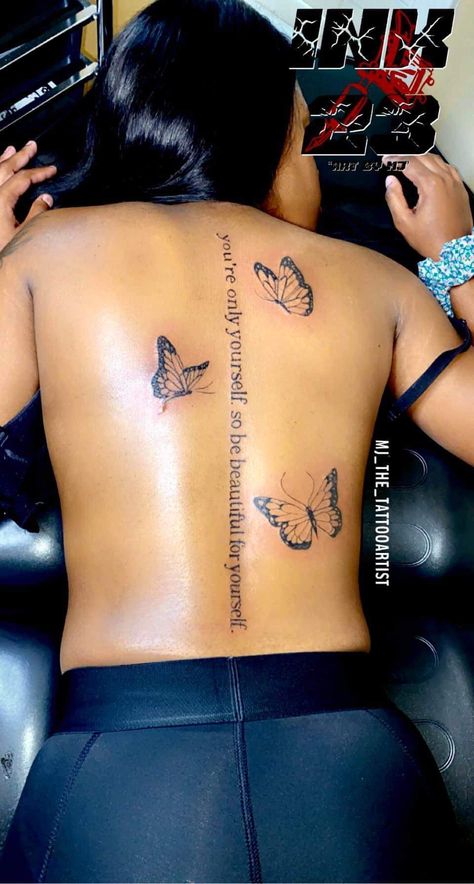 Dope Back Tattoos For Women, Spine Tattoos For Black Women, Spine Tattoo Ideas Female, Female Tats, Girl Thigh Tattoos, Girl Neck Tattoos, Private Tattoos, Tattoos Infinity, Hand Tattoos For Girls