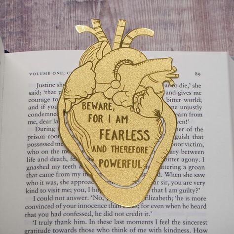 Handmade Bookmarks With Quotes, Bookmark With Quotes, Mary Shelley Quotes, Brass Bookmark, I Am Fearless, Mary Shelley Frankenstein, Book Lovers Book, Heart Bookmark, Bookmark Ideas