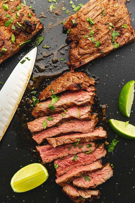 Perfect for taco night, fajitas or use as a protein for a salad. Super tender and juicy, this Air Fryer Skirt Steak will be your new favorite way to cook this sometimes tougher meat. Milk Bath Recipe, Skirt Steak Recipes, Air Fryer Steak, Beef Fajitas, Breaded Shrimp, Bath Recipes, How To Grill Steak, Skirt Steak, Flank Steak