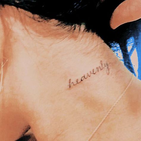 Heavenly Angel Tattoo, Charlie’s Angels Tattoo, Heavenly Tattoo Word, Angel Tattoo Aesthetic, Angelic Tattoos For Women, Heavenly Tattoo For Women, Angel Tattoo Word, Heavenly Tattoos, Angel Word Tattoo