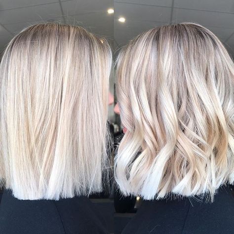 Creamy Blonde Bob, Blonde Collar Bone Length Hair, Ice Blonde Bob, Milky Blonde Hair, Platinový Blond, Ice Blond, Hair Doos, Medium Length Blonde Hair, Rocker Hair