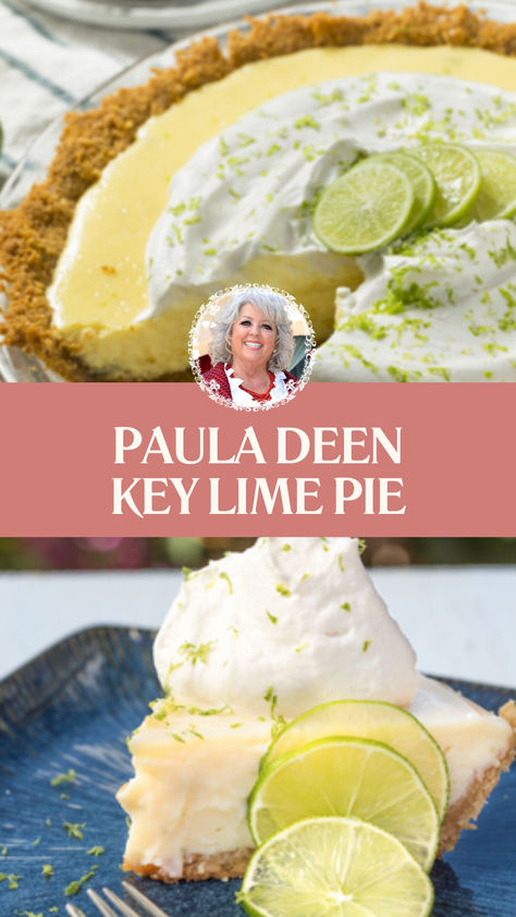 Paula Deen Key Lime Pie Key Lime Pie Whipped Cream, Key Lime Pie For One, Kelime Pie Recipe, Magnolia Key Lime Pie, Key Lime Icebox Pie, Paula Deen Key Lime Pie Recipe, Key Lime Cream Cheese Pie, Key Lime Pie Recipe Mini, Strawberry Key Lime Pie