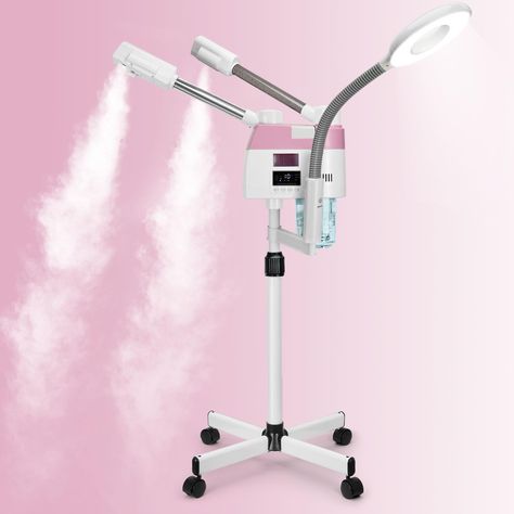 PRICES MAY VARY. 💗【3-in-1 Steamer】Design of dual nozzle cool/hot mist and 5X Magnifying Lamp, meeting your different needs. The hot mist opens pores and deeply cleanses oil and dirt, while the cold mist tightens pores, locks in moisture, reduces facial wrinkles, and make the skin delicate. 💗【360°Rotating for Convenient Use】Adjustable height retractable lift rod and universal rolling wheels meet your different needs.And the steam nozzle can rotate 360°, allowing for easy adjustment of height an Esthetician Products, Spa Room Ideas Estheticians, Esthetician Life, Spa Room Ideas, Esthetician Supplies, Wine Bottle Wall, Esthetician Room Decor, Face Steamer, Esthetics Room