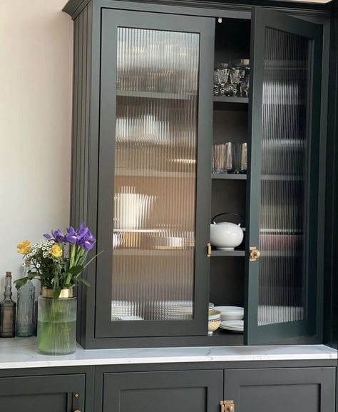 Reeded Glass Kitchen, Glass Bathroom Cabinet, Victorian Home Ideas, Receiving Flowers, Glass Kitchen Cabinet, Glass Kitchen Cabinets, Glass Cabinet Door, Cabinet Glass Doors, Glass Pantry Door