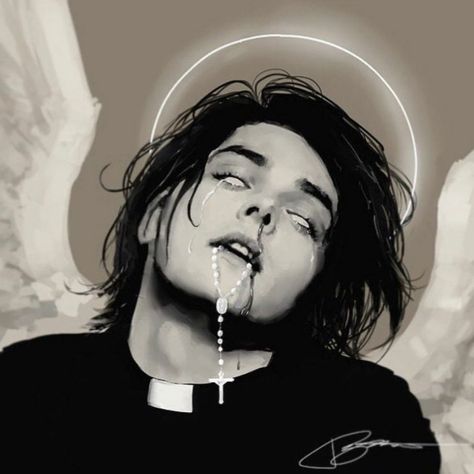 Gerard Way Drawing Reference, Gerard Way Fanart, Gerard Way Art, My Chemical Romance Wallpaper, Saint Gerard, Arte Punk, I Love Mcr, Frank Iero, Emo Bands