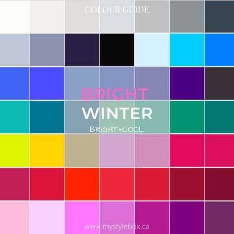 Bright Winter Outfits For Summer, Vivid Winter Outfits, Sprinter Winter Color Palette, Bright Winter Color Combinations, Bright Winter Color Palette Outfits, Winter Pallette, Bright Winter Color Palette, Winter Pallet, Color Palette Fashion