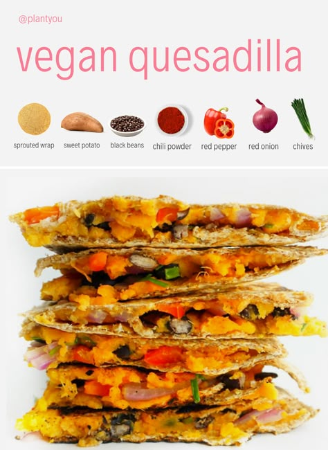 Quesadilla Recipes Vegan, Quesadilla Recipes Veggie, Lunch Ideas Mexican, Wfpb Quesadilla, Vegan Cheese Quesadilla, Quesadilla Healthy, Quesadilla Recipes Vege, Veg Quesadilla, Quesadilla Vegan