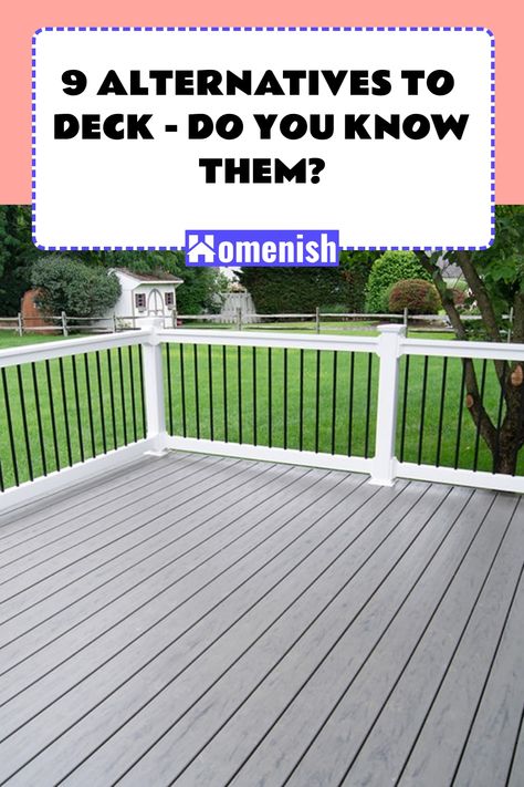 A deck is also good for a view, as it can give you a better view of your home surroundings. It is also easy to customize a deck by staining or painting it. However, there are also downsides to using a deck. That said, you might be looking for a practical alternative to a wooden deck. Continue reading to know which deck alternative you should consider for your home. Deck Surface Ideas, Wood Deck Alternatives, 12x12 Deck Ideas, Extended Deck Ideas, Decks Off Back Of House, Manufactured Home Deck Ideas, Vinyl Deck Ideas, Small Decking Ideas, High Decks Backyard