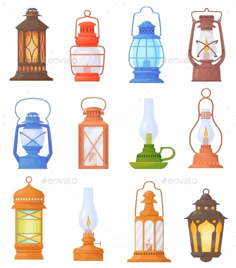 Cartoon Oil Lanterns Monthly Prompts, Drawing Body Poses, Oil Lantern, Gas Lamp, Camping Lantern, Camping Lanterns, Romantic Night, Kerosene, Prop Design