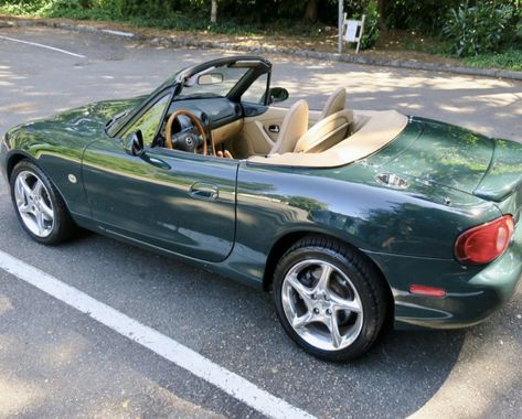 1999 Mazda Miata Mx5, Green Mazda Miata, Cool Affordable Cars, Mazda Miata Aesthetic, Green Miata, Miata Car, Affordable Cars, Affordable Car, Nc Miata