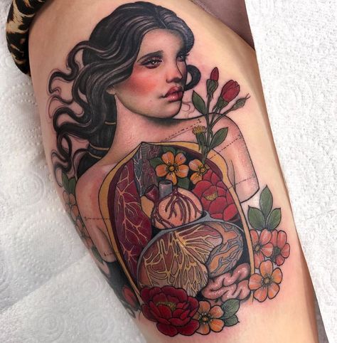 Hannah Flowers, Themed Tattoos, Tattoo Old School, Rotary Tattoo Machine, Gorgeous Tattoos, Flowers Tattoo, Digital Portrait Art, School Tattoo, Elegant Tattoos