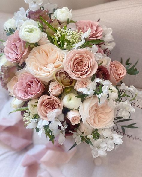 Fiori florals on Instagram: “Soft and Romantic Muted Bridal Bouquet 🤎🤍 The prettiest - White Ohara, Rose Cappuccino, Ranunculus, Delphinium, Brown Lisianthus” Brown Lisianthus, Delphinium, Ranunculus, Cappuccino, Bridal Bouquet, Flower Arrangements, Floral Wreath, Flowers, Floral