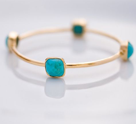 Bangle - Turquoise Bracelet - December Birthstone - Gemstone Bangles - Bezel Set Bangles - Gold Bracelets Gemstone Bangles, Bangles Gold, The Bangles, Gemstone Bangle, Stone Bangle, Gold Bracelets, December Birthstone, Girls Best Friend, Gold Bangles