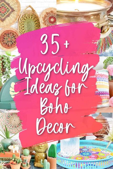 Diy Bohemian Decor Crafts Living Room, Diy Boho Bedroom Ideas, Boho Porch Decor Outdoor Diy, Boho Furniture Ideas, Natural Life Home Decor, Diy Boho Furniture Makeover, Boho Thrift Store Finds, Diy Funky Decor Ideas, Boho 70s Decor