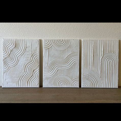 Minimalist Canvas Art, 3 Piece Painting, Plaster Wall Art, Diy Canvas Wall Art, Scandinavian Wall Art, Textured Canvas Art, Plaster Art, Modern Art Paintings, Plaster Walls