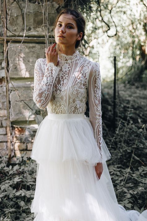 Katya Katya | Wedding Dresses in London Outfits In London, Tiered Tulle Skirt, Photo Flowers, Groom And Groomsmen Attire, Floral Lace Tops, Vintage Inspired Wedding, Groomsmen Attire, Wedding Boutique, Best Wedding Dresses