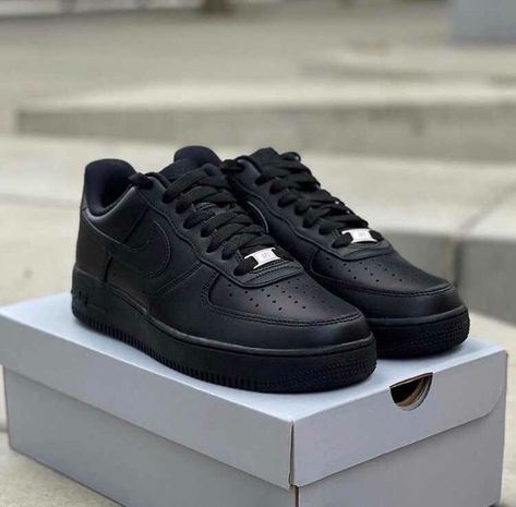 Nike Air Force Black, Cheap Air Force 1, Air Force Black, Black Air Force 1, Black Nike Sneakers, School Shoe, Black Casual Shoes, Back To School Shoes, Air Shoes