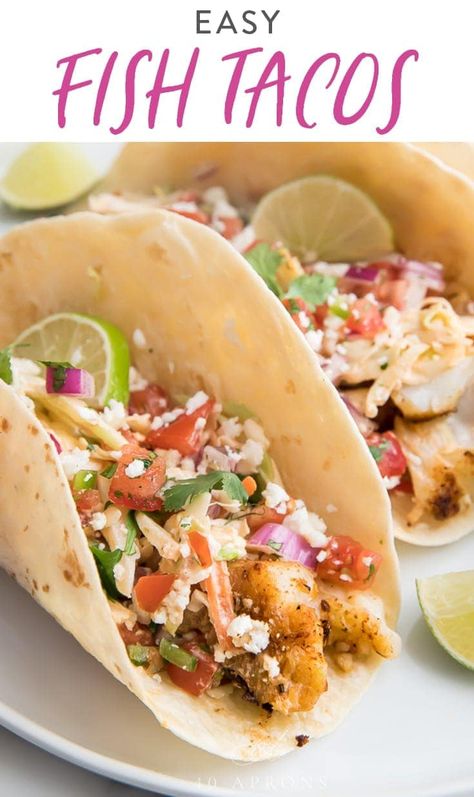 These fish tacos are easy but loaded with flavor and made in about 30 minutes. They start with a beer-marinated white fish like cod or tilapia that's blackened and grilled or pan seared. These quick fish tacos are topped with a smoky, slightly spicy, rich chipotle sauce made in the blender, and slaw for perfect crunch. Paleo and low carb or keto friendly! #fish #tacos #mexicanfood #mexicanrecipe #quickdinner Rubios Fish Tacos, Recipe For Fish Tacos, Chipotle Sauce Recipe, Tasty Tacos Recipe, Baked Fish Tacos, Mexican Fish, Fish Tacos With Cabbage, Recipe For Fish, Creamy Chipotle Sauce