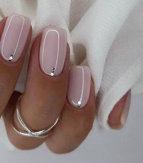 Wedding Nails Glitter, Milky Nails, Wedding Nails Design, Bride Nails, Gem Nails, White Nail, Diamond Nails, Neutral Nails, Pink Nail