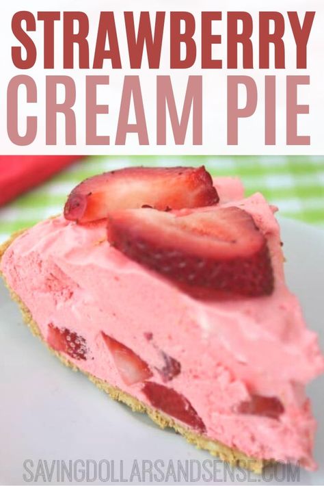 Strawberry Cream Pie - Easy Strawberry Mousse Pie is the perfect dessert to bring to any pot luck or barbecue this year!  It’s so easy to make. We have been making these jello pies for years and they continue to be everyone’s favorite! #pie #strawberry #strawberrycreampie #picnic #dessert Strawberry Cool Whip Pie, Strawberry Cool Whip, Easy Strawberry Mousse, Cool Whip Pie, Strawberry Cream Pie Recipe, Strawberry Jello Pie, Whipped Cream Pie, Cool Whip Pies, Strawberry Cream Pie