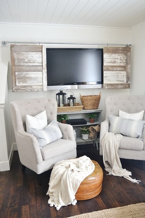 Barn door tv console