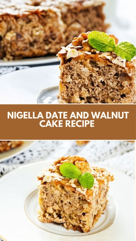 This delicious Nigella-inspired Date and Walnut Cake is a simple, comforting treat perfect for afternoon tea or a cozy dessert. With its moist texture and rich flavors, this easy-to-make cake uses pantry staples like dates and walnuts, making it a quick go-to option for a sweet, nutty indulgence any time. Walnut Date Cake, Dates Cake Recipe Easy, Nigella Lawson Recipes Desserts, Date Walnut Cake, Nigella Lawson Desserts, Walnut Cake Recipe, Dates Cake, Date And Walnut, Date And Walnut Cake