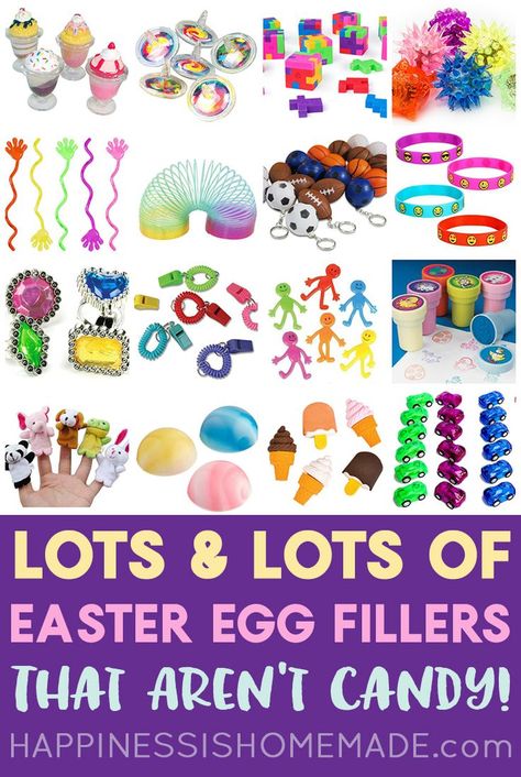 Looking for Easter Egg Filler Ideas that aren't candy? Here are 25+ awesome non-candy Easter Egg fillers that are sure to be a huge hit with your kids! Perfect for Easter egg hunts and baskets! via @hiHomemadeBlog Easter Egg Filler Ideas, Egg Filler Ideas, Unique Easter Basket Ideas, Easter Basket Alternatives, Easter Egg Stuffers, Easter Egg Filling, Unique Easter Baskets, Creative Easter Baskets, Filler Ideas