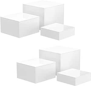 NIUBEE Buffet Risers 6PCS Acrylic: Food Display Risers for Buffet Table Cake Jewelry Figures Show - Cube Dessert Table Display Nesting Riser with Hollow Bottoms 6"x7"x8"(White) Wedding Table Snacks, Buffet Risers, Acrylic Risers, Dessert Table Display, Food Display Stands, Display Cake, Wedding Snacks, Display Risers, Show White