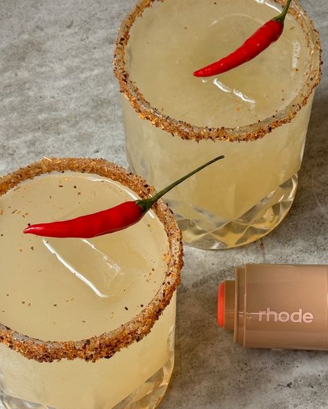 rhode skin | last spritz of summer 🌶️✨ | Instagram Rhode Aesthetic, Rhode Skincare, Spicy Margaritas, Ig Food, Rhode Skin, Sole Sisters, Spicy Margarita, Clubbing Aesthetic, Fancy Drinks