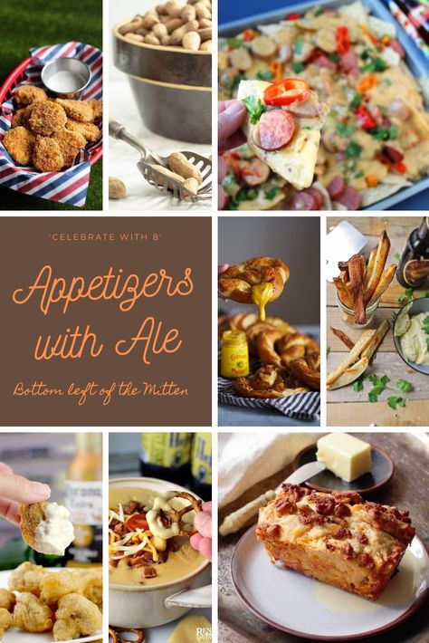 'Celebrate with 8' Appetizers with Ale. From beer cheese to beer-battered mushrooms with special dipping sauce, these apps made with beer get the party started! #appetizers #tailgating #partyfood #beer #beerbattered #beercheese #fingerdfood #appetizerrecipes #apps Beer Appetizers Pairing, Incredible Appetizers, Battered Mushrooms, Gerd Recipes, Beer Snacks, Sweet Appetizer, Beer Bread Recipe, Beer Cheese Dip, Fantastic Recipes