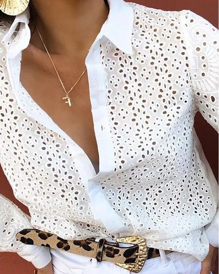 White Shawl, Hand Tattoos For Women, Button Blouse, Blouse Style, Street Fashion Photography, Trend Fashion, Shawl Collar, Blouse Styles, Fashion Tops