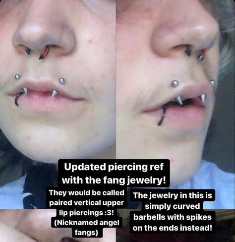 Inverse Vertical Labret, Angel Bites Piercing, Angel Bites, Upper Lip Piercing, Snake Bite Piercing, Philtrum Piercing, Mouth Piercings, Vertical Labret, Fall Outside