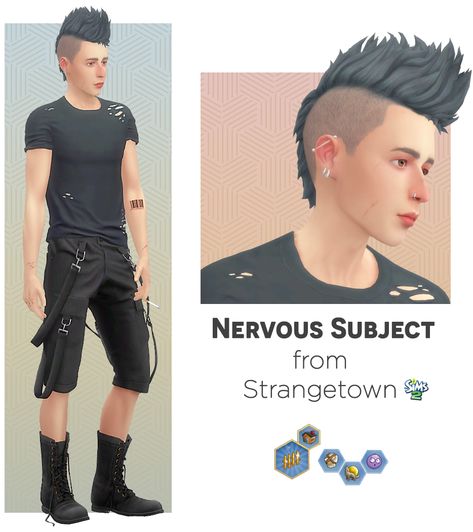 Nervous Subject Sim Nervous Subject Sims, Sims 4 Nonbinary, Nervous Subject, Sims 4 Male Clothes, Sims 4 Anime, Pelo Sims, Sims 4 Mm Cc, His Style, Sims 4 Characters