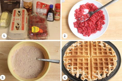 Raspberry Waffles Recipe, Raspberry Waffles, Best Waffle Maker, Whole Wheat Waffles, Healthy Waffles, Kids Breakfast, Raspberry Yogurt, How To Make Waffles, Protein Waffles