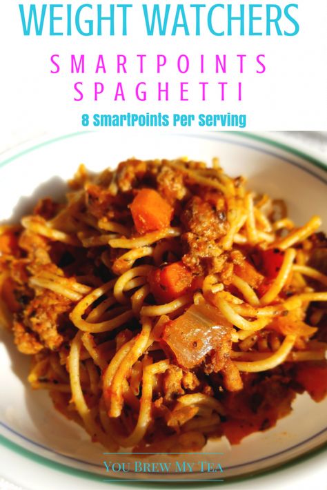 Weight Watchers SmartPoints Spaghetti Recipe is an easy version high in fiber and flavor while low in calories! Your family will love this easy recipe! Weight Watchers Lunches, Weight Watchers Tips, High In Fiber, Weight Watcher Dinners, Spaghetti Recipe, Weight Watchers Desserts, Best Food Ever, Skirt Steak, Spaghetti Recipes