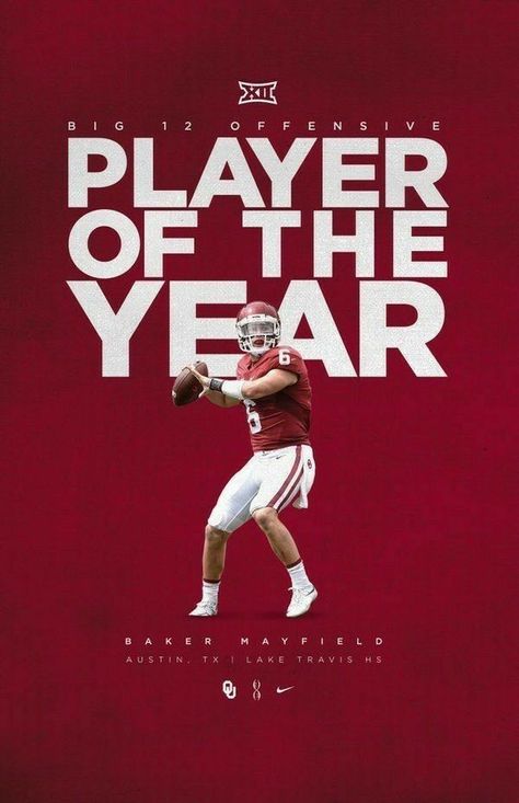 #BakerMayfield #6 #OU #Sooners #Football #BoomerSooner Sooner Football, Oklahoma Sooners Football, Graphic Design Posters Layout, Oklahoma Football, Ou Football, Sports Design Inspiration, 타이포그래피 포스터 디자인, Sport Banner, Sport Poster Design