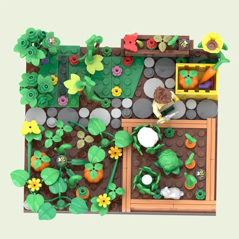 Lego Ideas House, Lego Village Ideas, Lego Park Ideas, Cute Lego Builds, Mini Lego Ideas, Cute Lego Ideas, Tiny Vegetable Garden, Lego Build Ideas, Lego Ideas To Build Easy