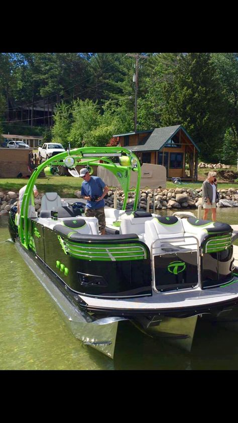 Best Pontoon Boats, Luxury Pontoon Boats, Shallow Water Boats, Pontoon Accessories, Pontoon Boat Accessories, Boat Restoration, Lakefront Living, Cottage Lake, Deck Boat