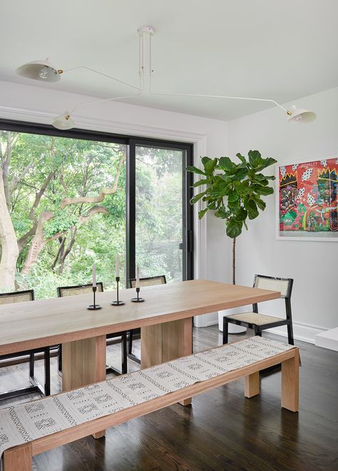 Summerhill, Toronto — Rachel Deeks Design Plank Bench, Plank Dining Table, Table With Bench Seat, Light Wood Dining Table, White Wood Table, Kitchen Table Oak, White Oak Dining Table, White Oak Table, Wood Dining Room Table