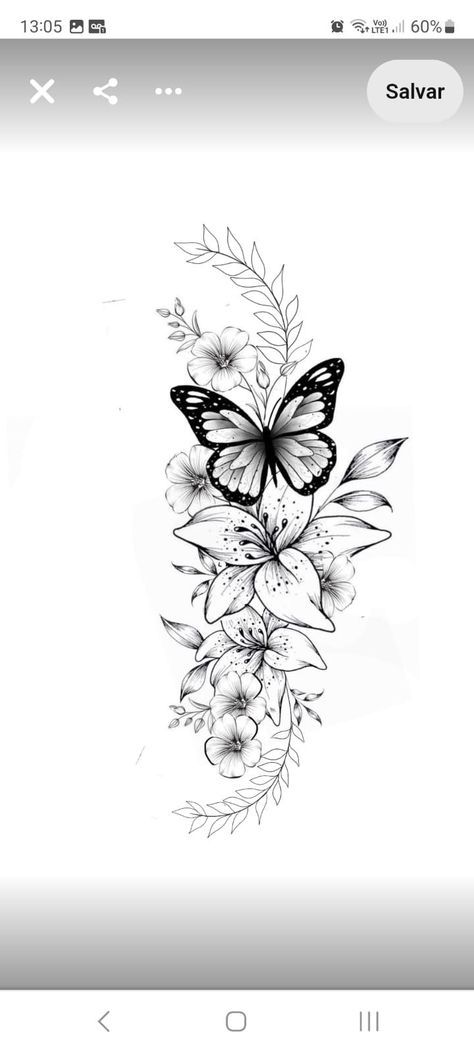 Chest Tattoo Flowers, Butterfly With Flowers, Word Tattoo Ideas, Borboleta Tattoo, Unique Half Sleeve Tattoos, Butterfly With Flowers Tattoo, Butterfly Tattoo Stencil, Butterfly Tattoos On Arm, Floral Thigh Tattoos