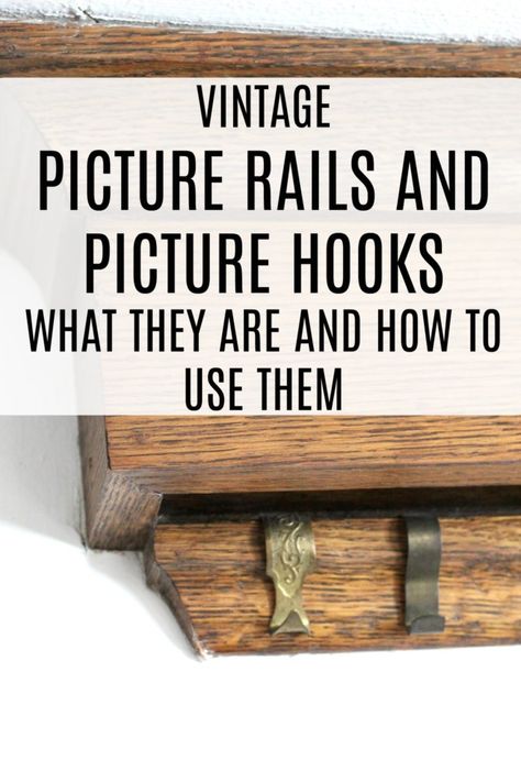 My 100 year old home has vintage picture rails and picture hooks. Here is what they are and how to use them. Hanging Pictures From Crown Molding, Picture Rail Hooks, Hallway Picture Display, Diy Picture Rail, Picture Rail Hangers, Picture Rail Hanging, 1900 House, Art Hanging System, Picture Rail Molding