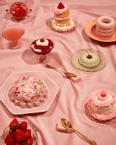 Vintage Inspired Treats by Brian Kaiser. Food Styling by Lara Pipia Whimsical Food, Food And Drink Photography, Retro Desserts, Dessert Photography, Drink Photography, Photo Food, Conceptual Fashion, Food Photography Styling, Vintage Cake