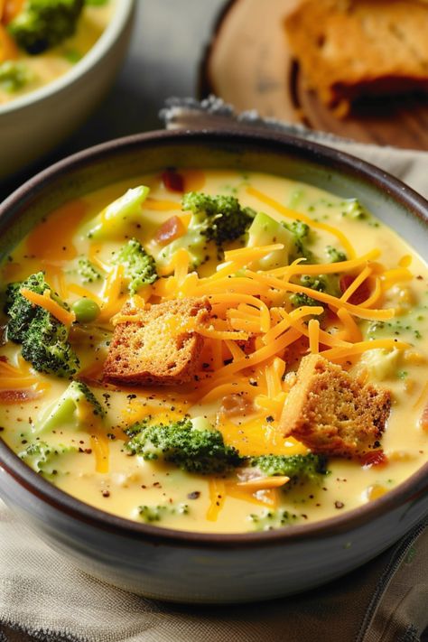 Whip up the ultimate broccoli cheddar soup recipe, a quick, easy, and tasty homemade dish. Suitable for any diet, this creamy soup is loaded with vegetables and meat, serving as the perfect Panera copycat. You can prepare broccoli cheddar soup in a Crock Pot, instant pot, slow cooker, or stove top. Explore this broccoli cheddar soup recipe and more soup recipes at simplycalledfood.com. Slow Cooker Creamy Vegetable Soup, Chicken Cheddar Broccoli Soup, Chicken Broccoli Soup Recipes, Brocolli Cheddar Soup Recipes, Brócoli Cheddar Soup, Broccoli Cheddar Soup Crock Pot, Pasta Recipes Broccoli, Broccoli Cheddar Soup Instant Pot, Broccoli Pasta Recipes