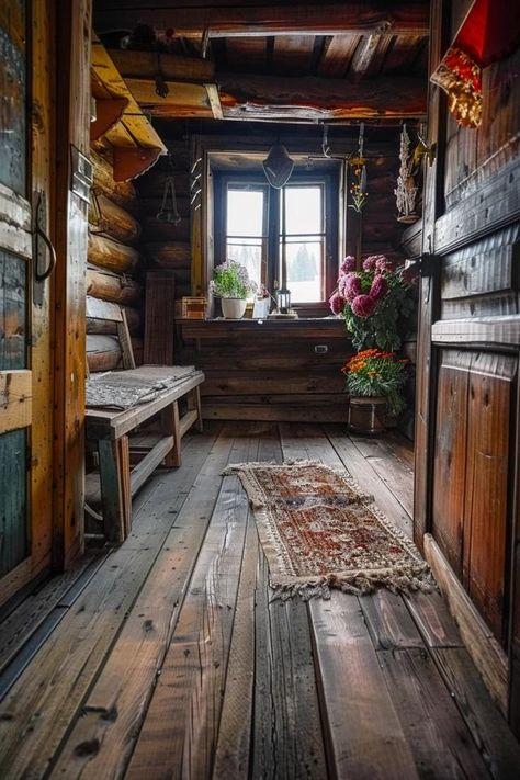 Rustic Charm: Log Cabin Flooring Ideas for You Flooring For Log Homes, Wood Cabin Interior Rustic, Rustic Cabin Aesthetic, Log Cabin Flooring Ideas, Cabin Flooring Ideas, Wood Cabin Interior, Cabin Core Aesthetic, Cabin Interiors Rustic, Cabin Flooring