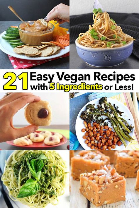 Who says you need a million ingredients to make tasty vegan food? Not these deliciously simple vegan recipes with 5 ingredients or less! #vegan #recipe Recipes 5 Ingredients Or Less, Inexpensive Recipes, Easy Hummus Recipe, Simple Vegan Recipes, Steamed Sweet Potato, 5 Ingredients Or Less, 5 Ingredient Recipes, Savory Vegan, Easy Vegan Recipes