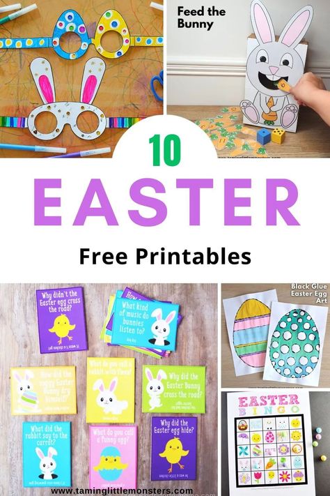 10 Awesome Easter Free Printables for Kids. Printable crafts and activities for preschool and kindergarteners, all with an Easter theme. #freeprintable #easter #toddler #preschool #kindergarten Free Easter Coloring Pages, Easter Kindergarten, Easter Bunny Colouring, Play Based Learning Activities, Easter Egg Art, Free Printable Crafts, Bunny Coloring Pages, Toddler Easter, Easter Printables Free