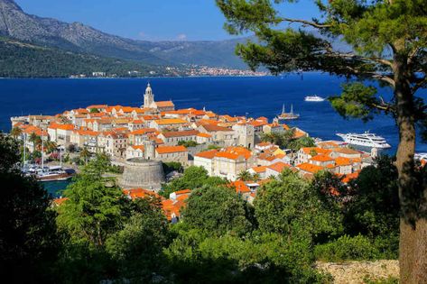 Korcula Old Town Croatia In September, Mediterranean Town, September Travel, Croatian Islands, Clear Sea, Croatia Beach, Island Town, Croatia Holiday, Summer Luxury